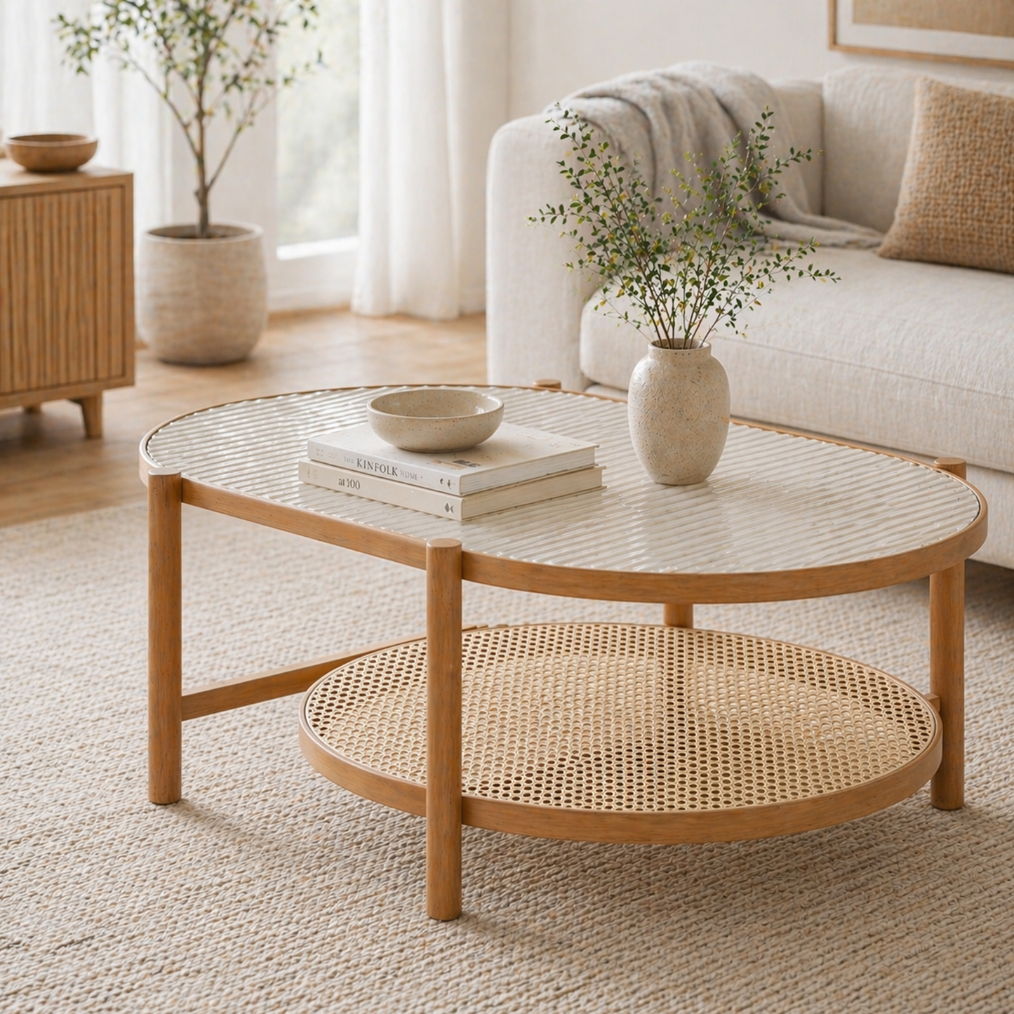 Mesa de Centro Oval com Tela