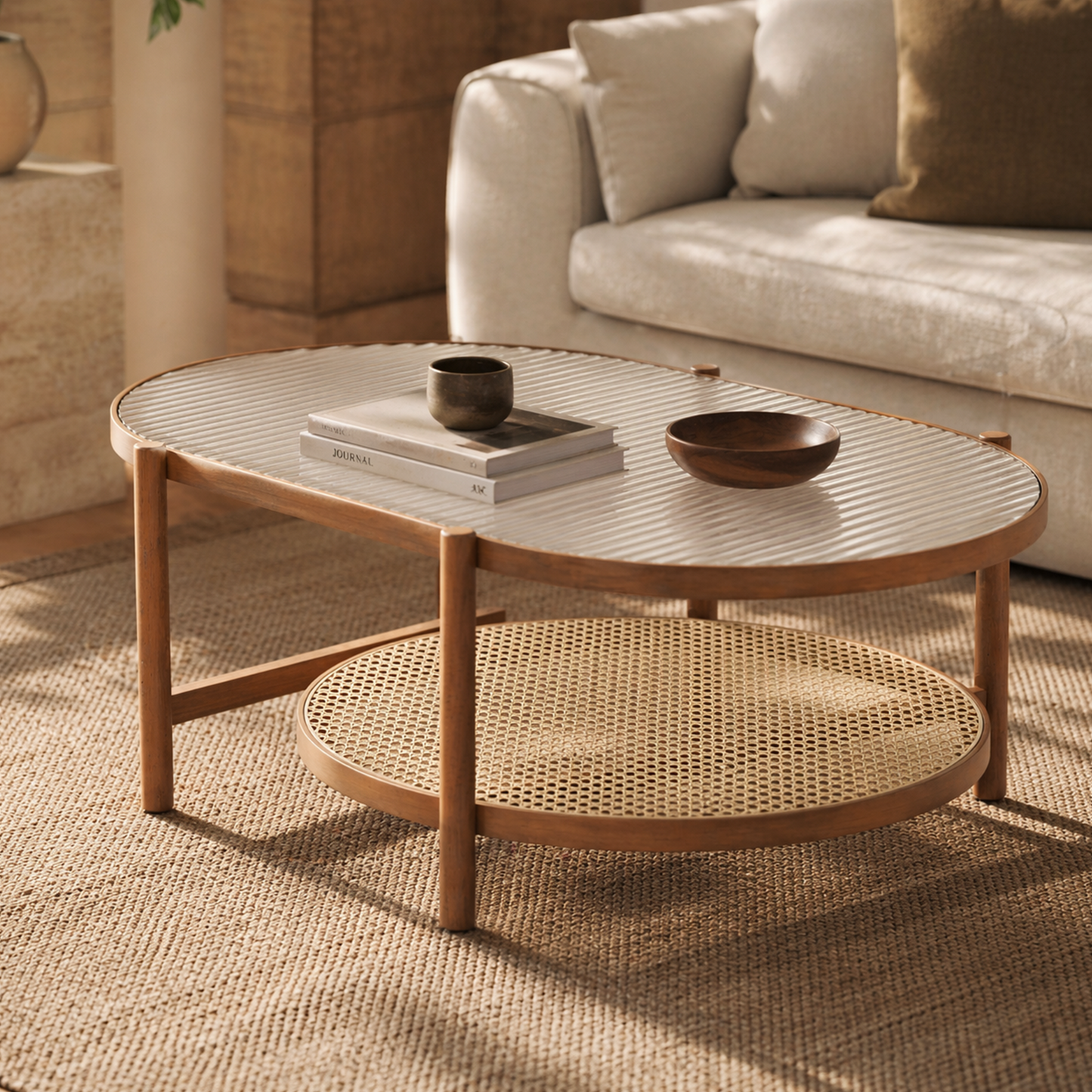 Mesa de Centro Oval com Tela